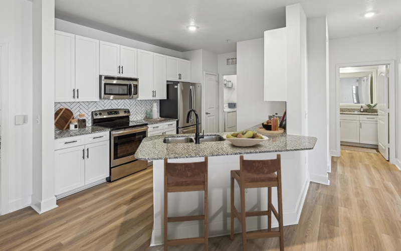 Kitchen with stainless steel appliances